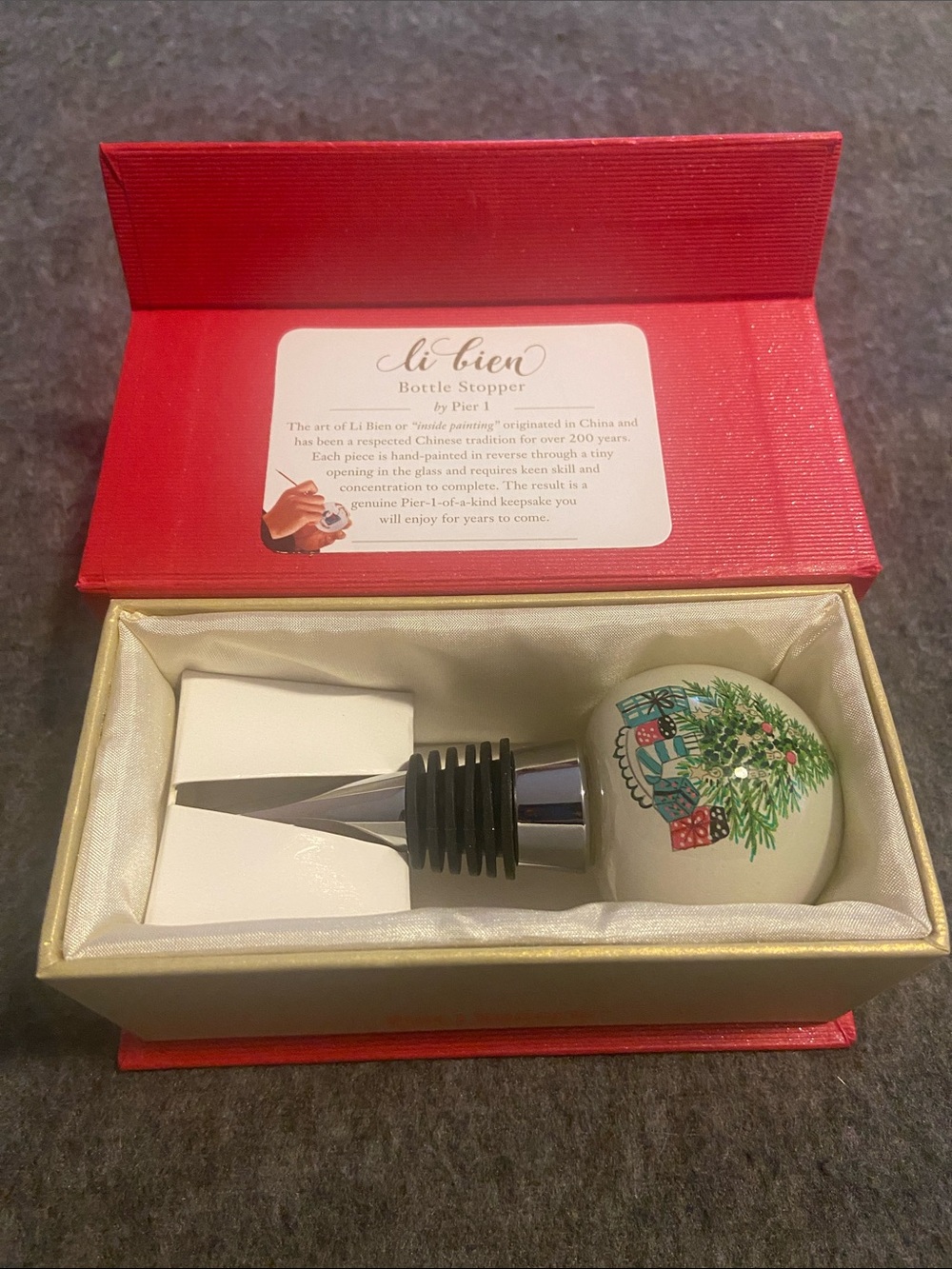 Pier 1 Imports Li Bien Christmas Bottle Stopper